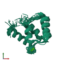 PDB entry 2lan coloured by chain, ensemble of 15 models, front view.
