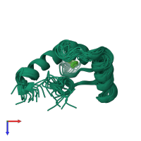 PDB entry 2lan coloured by chain, ensemble of 15 models, top view.