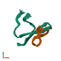 PDB entry 2lb1 coloured by chain, ensemble of 20 models, front view.