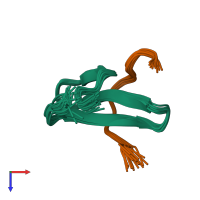 PDB entry 2lb1 coloured by chain, ensemble of 20 models, top view.