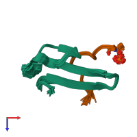 PDB entry 2lb2 coloured by chain, ensemble of 25 models, top view.