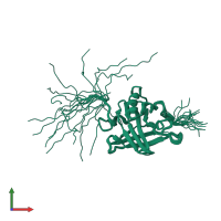 PDB entry 2lb6 coloured by chain, ensemble of 20 models, front view.