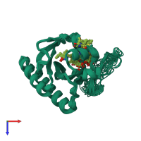 PDB entry 2lb9 coloured by chain, ensemble of 20 models, top view.