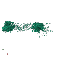 PDB entry 2lbc coloured by chain, ensemble of 15 models, front view.