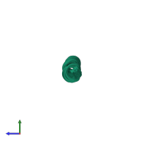 PDB entry 2lbg coloured by chain, ensemble of 20 models, side view.