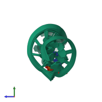 PDB entry 2lbq coloured by chain, ensemble of 8 models, side view.