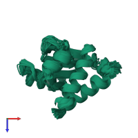 PDB entry 2lbw coloured by chain, ensemble of 20 models, top view.