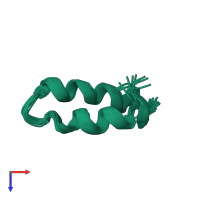 PDB entry 2lbz coloured by chain, ensemble of 20 models, top view.
