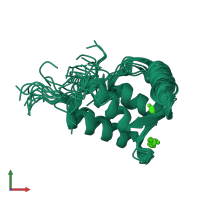 PDB entry 2lc5 coloured by chain, ensemble of 20 models, front view.