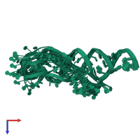 PDB entry 2lc8 coloured by chain, ensemble of 10 models, top view.