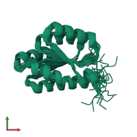 PDB entry 2lci coloured by chain, ensemble of 20 models, front view.