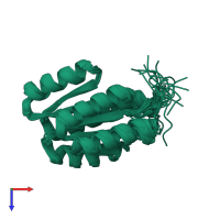 PDB entry 2lci coloured by chain, ensemble of 20 models, top view.