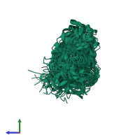 PDB entry 2lcq coloured by chain, ensemble of 20 models, side view.