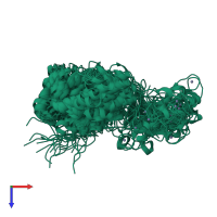 PDB entry 2lcq coloured by chain, ensemble of 20 models, top view.