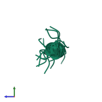 PDB entry 2ld2 coloured by chain, ensemble of 20 models, side view.