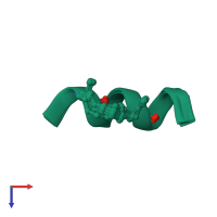 PDB entry 2lda coloured by chain, ensemble of 10 models, top view.