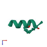 PDB entry 2ldd coloured by chain, ensemble of 10 models, top view.