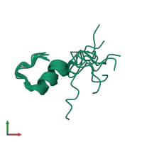 PDB entry 2lde coloured by chain, ensemble of 10 models, front view.