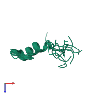 PDB entry 2lde coloured by chain, ensemble of 10 models, top view.