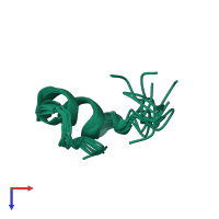 PDB entry 2ldf coloured by chain, ensemble of 10 models, top view.