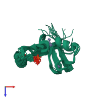 PDB entry 2ldr coloured by chain, ensemble of 20 models, top view.