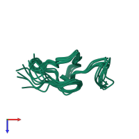 PDB entry 2lds coloured by chain, ensemble of 10 models, top view.