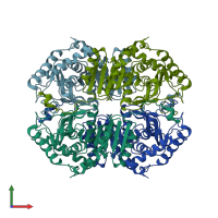 PDB entry 2ldx coloured by chain, front view.