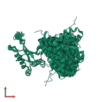 PDB entry 2ldy coloured by chain, ensemble of 21 models, front view.