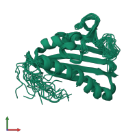 PDB entry 2le1 coloured by chain, ensemble of 20 models, front view.