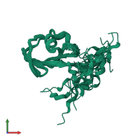 PDB entry 2lek coloured by chain, ensemble of 20 models, front view.