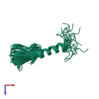 PDB entry 2leu coloured by chain, ensemble of 18 models, top view.