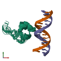 PDB entry 2lev coloured by chain, ensemble of 20 models, front view.