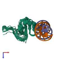 PDB entry 2lev coloured by chain, ensemble of 20 models, top view.