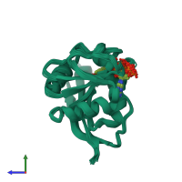 PDB entry 2lf1 coloured by chain, ensemble of 30 models, side view.