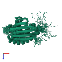 PDB entry 2lf2 coloured by chain, ensemble of 20 models, top view.