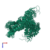PDB entry 2lf4 coloured by chain, ensemble of 20 models, top view.