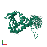 PDB entry 2lf8 coloured by chain, ensemble of 19 models, front view.