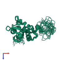 PDB entry 2lf8 coloured by chain, ensemble of 19 models, top view.