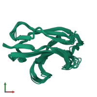 PDB entry 2lfe coloured by chain, ensemble of 16 models, front view.