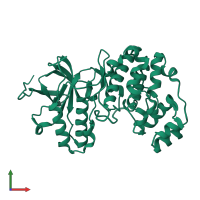 PDB entry 2lgc coloured by chain, ensemble of 10 models, front view.