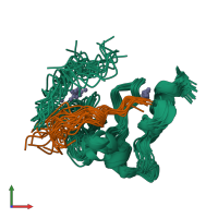 PDB entry 2lgg coloured by chain, ensemble of 20 models, front view.