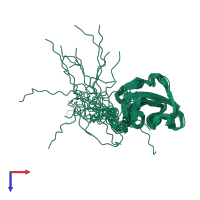 PDB entry 2lgo coloured by chain, ensemble of 20 models, top view.