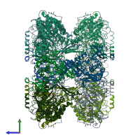 PDB entry 2lgs coloured by chain, side view.