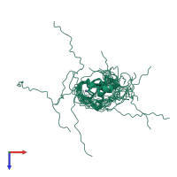 PDB entry 2lgv coloured by chain, ensemble of 20 models, top view.