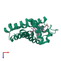 PDB entry 2lh1 coloured by chain, top view.