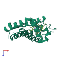 PDB entry 2lh2 coloured by chain, top view.