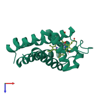 PDB entry 2lh6 coloured by chain, top view.