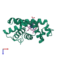 PDB entry 2lhb coloured by chain, top view.