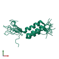 PDB entry 2lhc coloured by chain, ensemble of 20 models, front view.