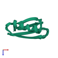 PDB entry 2lhe coloured by chain, ensemble of 20 models, top view.